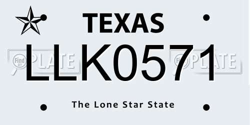 LLK0571 Texas License Plate