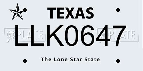 LLK0647 Texas License Plate