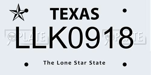 LLK0918 Texas License Plate