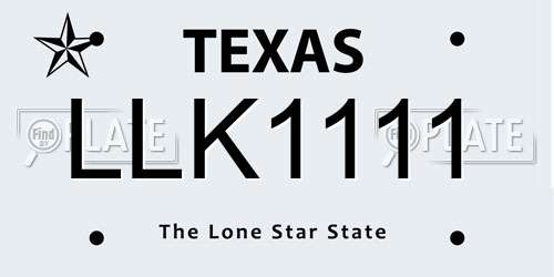 LLK1111 Texas License Plate
