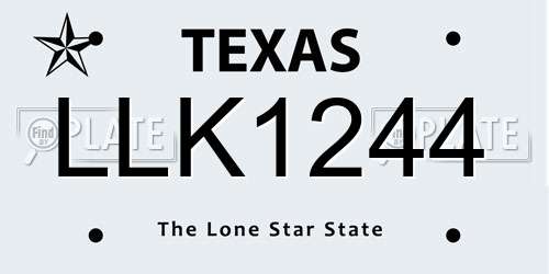 LLK1244 Texas License Plate