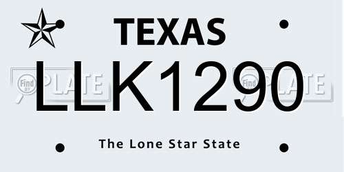 LLK1290 Texas License Plate