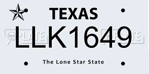 LLK1649 Texas License Plate