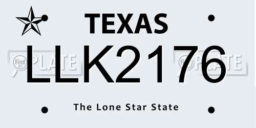 LLK2176 Texas License Plate