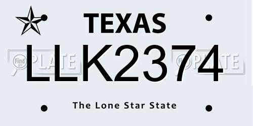 LLK2374 Texas License Plate