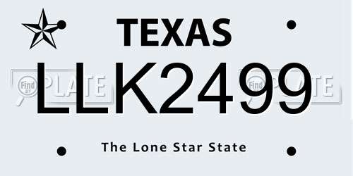 LLK2499 Texas License Plate