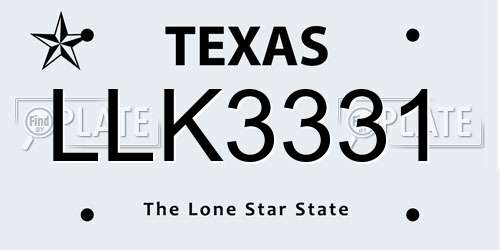 LLK3331 Texas License Plate