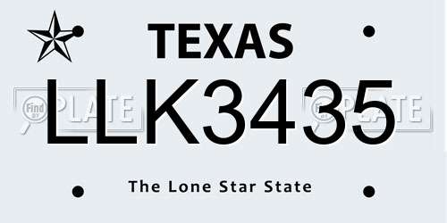 LLK3435 Texas License Plate