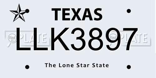 LLK3897 Texas License Plate