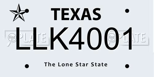 LLK4001 Texas License Plate