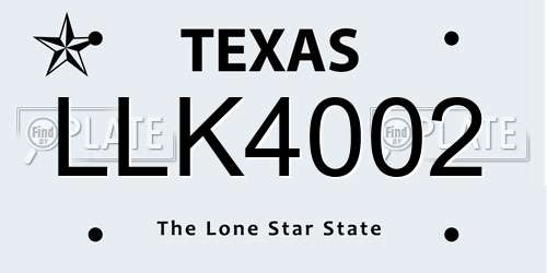 LLK4002 Texas License Plate