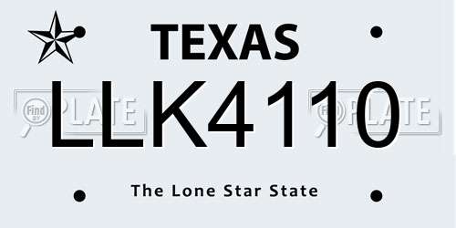 LLK4110 Texas License Plate