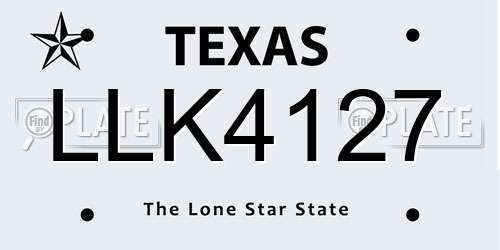 LLK4127 Texas License Plate