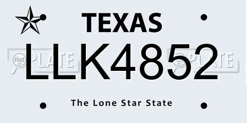 LLK4852 Texas License Plate