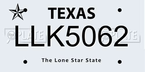 LLK5062 Texas License Plate