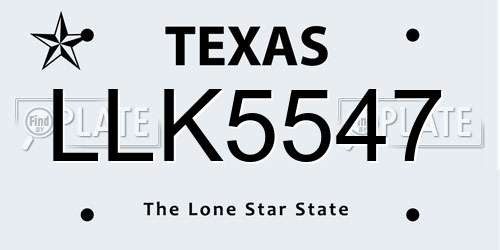 LLK5547 Texas License Plate