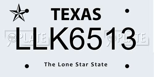 LLK6513 Texas License Plate