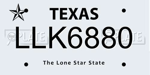 LLK6880 Texas License Plate