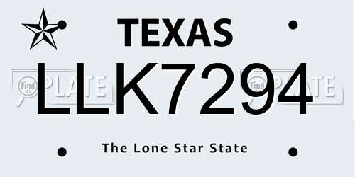 LLK7294 Texas License Plate