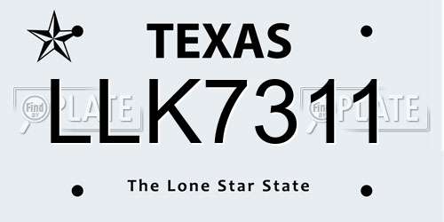 LLK7311 Texas License Plate