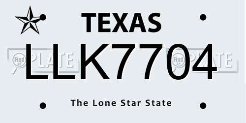 LLK7704 Texas License Plate