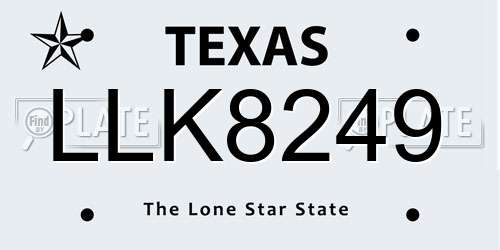 LLK8249 Texas License Plate