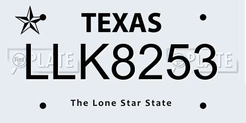 LLK8253 Texas License Plate