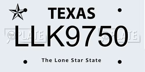 LLK9750 Texas License Plate