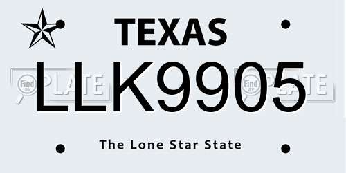 LLK9905 Texas License Plate