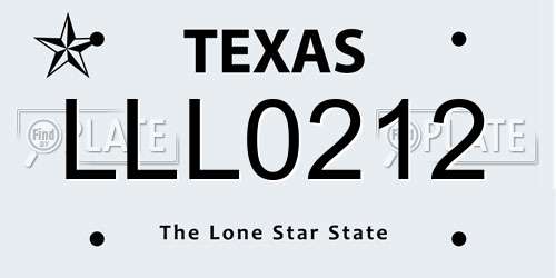 LLL0212 Texas License Plate
