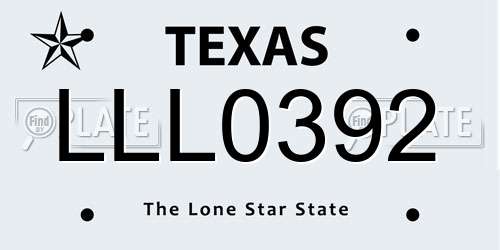 LLL0392 Texas License Plate