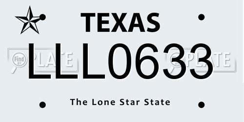 LLL0633 Texas License Plate