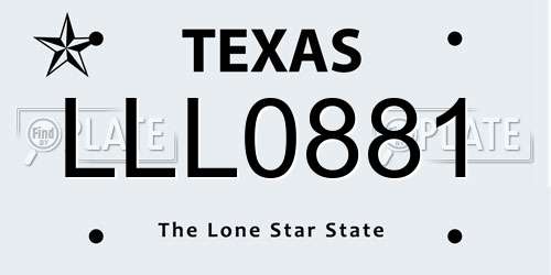 LLL0881 Texas License Plate