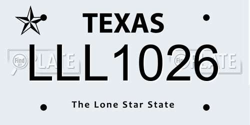 LLL1026 Texas License Plate