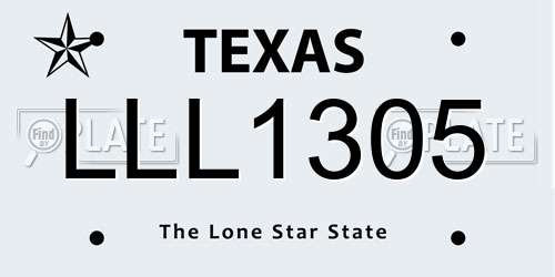 LLL1305 Texas License Plate