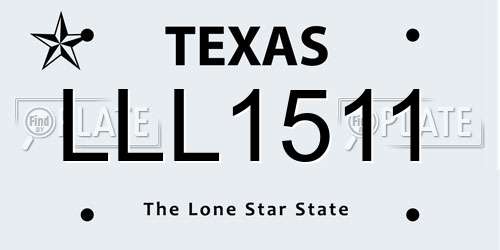 LLL1511 Texas License Plate