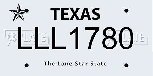 LLL1780 Texas License Plate