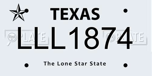 LLL1874 Texas License Plate