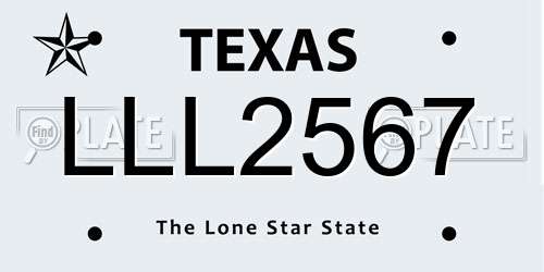 LLL2567 Texas License Plate