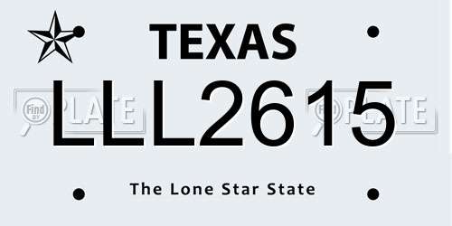 LLL2615 Texas License Plate