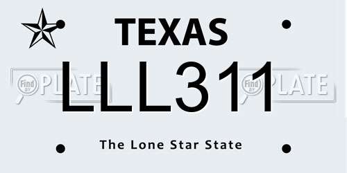 LLL311 Texas License Plate