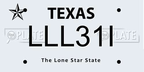 LLL31I Texas License Plate