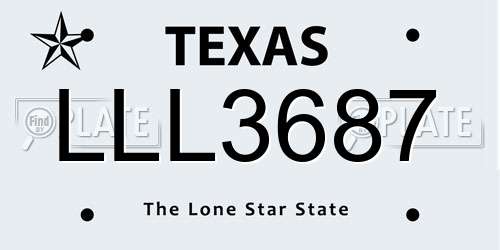 LLL3687 Texas License Plate