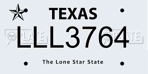 LLL3764 Texas License Plate