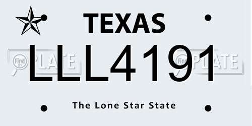 LLL4191 Texas License Plate