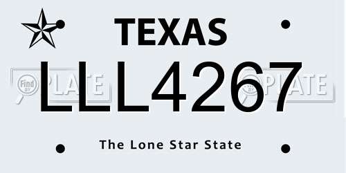 LLL4267 Texas License Plate