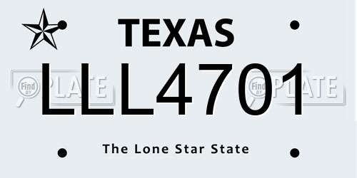 LLL4701 Texas License Plate