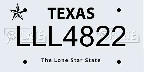 LLL4822 Texas License Plate