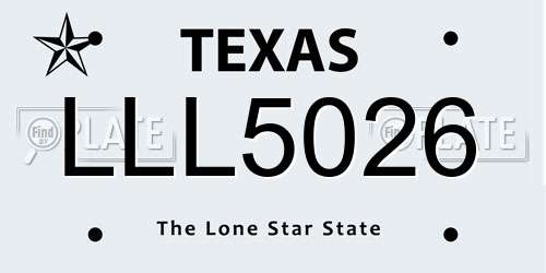 LLL5026 Texas License Plate
