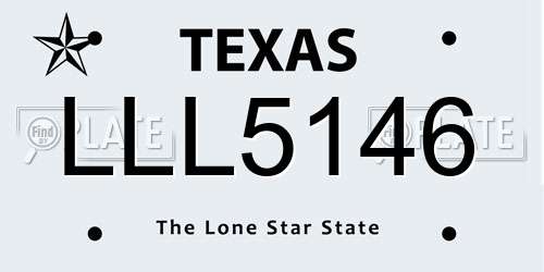 LLL5146 Texas License Plate